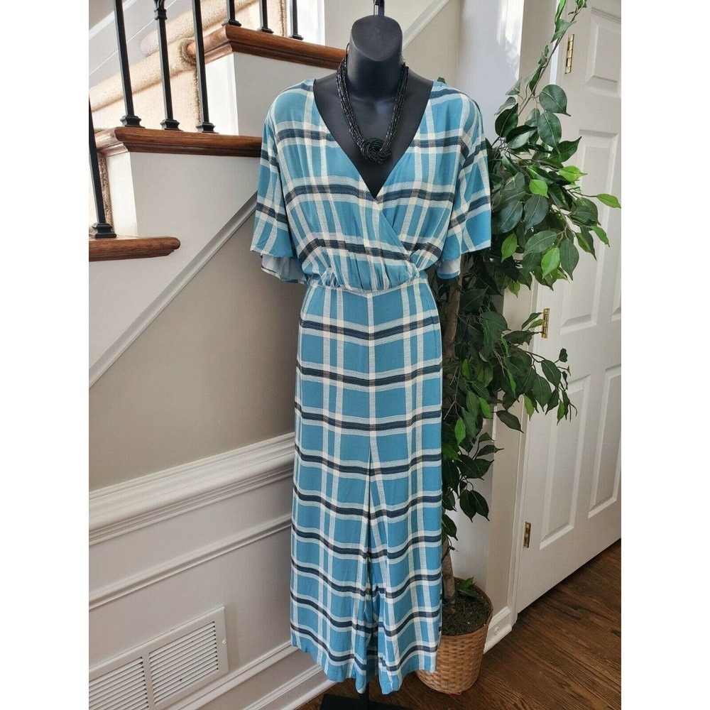 Wild Fable Women's Blue 100% Rayon V-Neck Short Sleeve Casual Jumpsuits Size 2XL